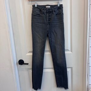 Good American Jeans Size 2 - Raw Hem in Black Wash